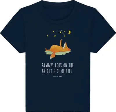 Produktbild von Mr. & Mrs. Panda Babyshirt Fuchs Sterne 12. - 18. Monat - French Navy - Geschenk, Spruch Positiv, Baby Oberteil, Kinder Shirt, T-Shirt, Mond, , Optimistisch, Füchse
