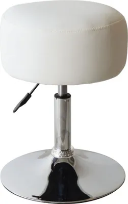 A white, adjustable stool with a chrome base.
