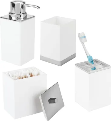 Produktbild von Famanu Badezimmeraccessoires Set 4-teilig - Weiß/Chrom