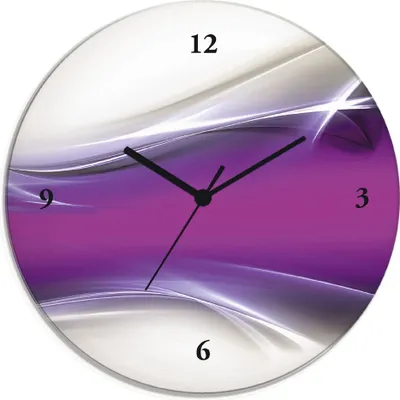 Produktbild von ARTland Glas Wanduhr Quarzuhr - schwarzer Zeiger Kreatives Element Violett Größe: 30x30 cm