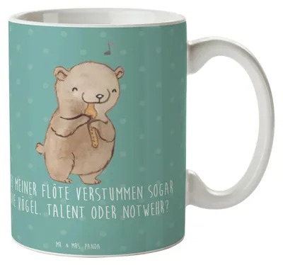 Produktbild von Mr. & Mrs. Panda Teetasse Besondere Flöte - Meeresbrise - Geschenk, Kaffeetasse, Becher, Melodie, Tasse, Musik, Humor, Pott, Holzblasinstrument, Instrument, Flötenspieler