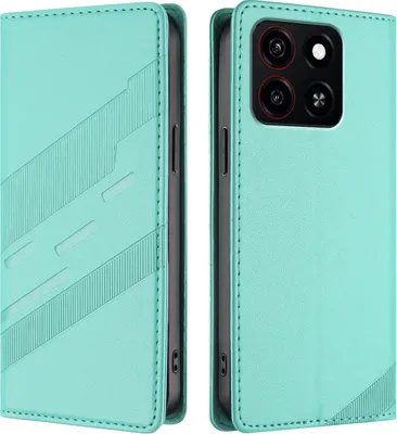 Produktbild von Hülle für ZTE Blade A55, Kunstleder Brieftaschen Handyhülle mit Kartenfach und Standfunktion Türkis
