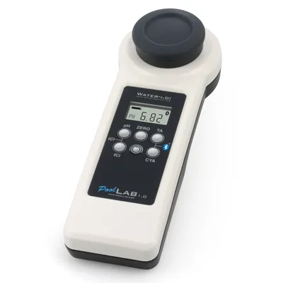 Produktbild von Pool Improve POL01, Photometer, Schwarz, Weiß, Digital, Alkalinität, Chlormessung, Kombiniertes Chlor, Cyanursäure, Freies Chlor, Gesamtchlor,..., Alkalinität, Freies Chlor, pH, Akku