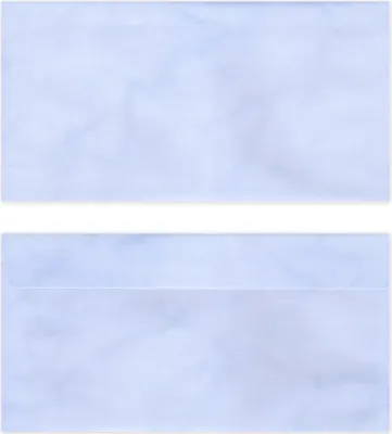 Produktbild von 25 Stück Premium Briefumschläge (UMS-5001) DIN lang (110 X 220mm) Marmorpapier blau Briefhüllen Kuvert, ohne Fenster, haftklebend, 80g/m²