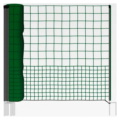 Produktbild von Geflügelnetz 25m, 125cm Hühnerzaun, Hühnernetz, Geflügelzaun, Hundenetz, Hundezaun, 11 Pfähle mit 2 Spitzen grün, ohne Strom