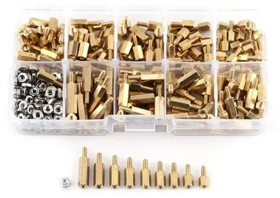 Produktbild von M2,5 Messing Schrauben Muttern Set mit Edelstahl Sechskant