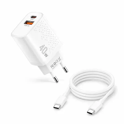 Produktbild von 40W USB-C GaN Ladegerät mit 1m USB-C Ladekabel (20W) - Dual-Port Schnellladeadapter (40W USB-C & USB-A QC) für Smartphone, Tablet & mehr