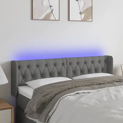 Produktbild von The Living Store LED Kopfteil Dunkelgrau 163x16x78/88 cm Stoff