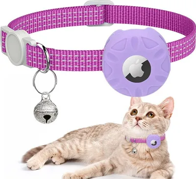 Image de Collier pour chat compatible avec l'Apple AirTag, couleur : violet