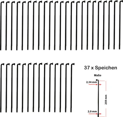 Produktbild von 37 Stück Speichen SAPIM Strong 13G 259 mm verstärkt Dickend 2,0/2,34