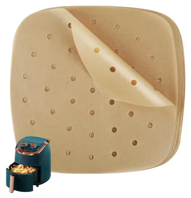 Immagine prodotto di Carta da forno per friggitrici ad aria, 250 pezzi, 22 cm, forata, antiaderente, adatta per friggitrici ad aria