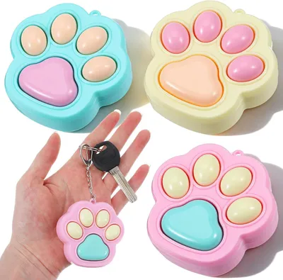 Produktbild von Katzenpfoten-Fidget-Schlüsselanhänger – Set mit 3 Stück – Klickbares Fidget-Spielzeug – Niedliche Mini-Fidgets – Gelb – Grün