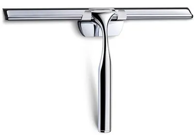 Produktbild von Silberne RVS-Duschwischer mit Gummidichtung, 25cm Duschwischer mit Mauerschraube für Bad, Küche, Fenster und Autoglas-Reinigung