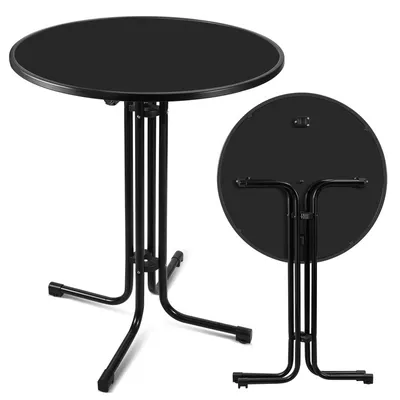 Zdjęcie produktu dla Stolik barowy Clanmacy, stolik bistro, metalowy stolik ogrodowy, Ø 80 cm, czarny, w zestawie z pokrowcem