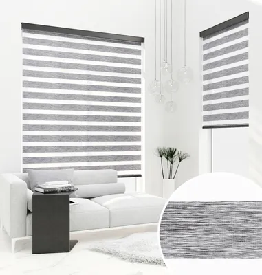 Produktbild von PREMIUM DOPPELROLLO BH19 NATUR GRAU mit Alu Kassette (105x150 cm, Kassettenfarbe: schwarz)