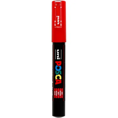 Produktbild von POSCA PC-1MC Rot, Rot, Mehrfarbig, 1 Farben, Extrafein, Tinte auf Wasserbasis, Rundspitze