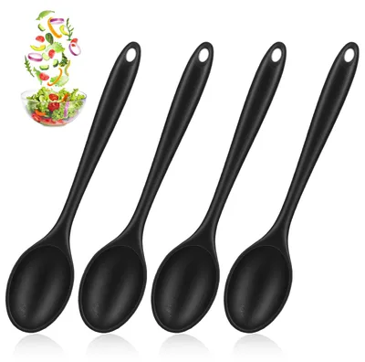 Productafbeelding van Set van 4 Zwarte Siliconen Lepels van 20 cm