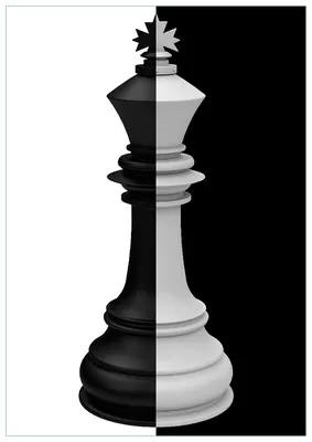 Produktbild von Wallario Premium Glasbild, freischwebende Optik, kräftige Farben, Größe 100 x 70 cm Motiv Schachfigur schwarz-weiß