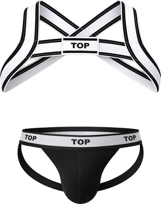 Obrázok produktu pre Barcode Berlin TOP Multipack 1x Jockstrap Black + 1x Harness White-Black - Größe L