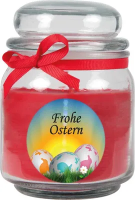 Obrázek produktu pro Vonná svíčka jako velikonoční dárek (vůně růže), design: velikonoční vajíčka - svíčka jako velikonoční dekorace - 300 g. Vosk s dobou hoření cca 70 hodin