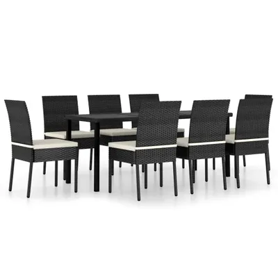 Obrázek produktu pro vidaXL 9dílný zahradní jídelní set Poly ratan Black
