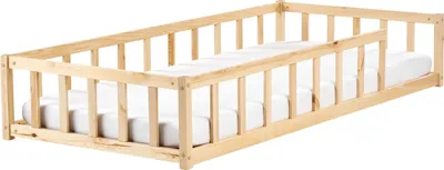 Obrázek produktu pro BELIANI Dětská postel světle hnědá borovicové dřevo 90 x 200 cm nízká konstrukce s roštovým rámem moderní styl dětský pokoj