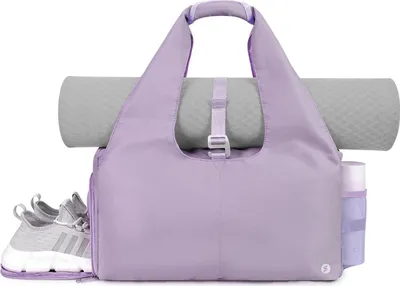 Immagine prodotto di Borsa sportiva da donna grande con scomparto per le scarpe e scomparto per il bagnato, borsa per la palestra e lo yoga viola