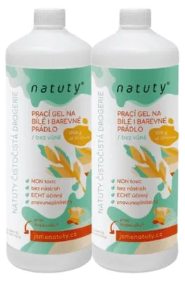 Imagen del producto de Natuty, gel para la ropa, apto para tejidos blancos y de color, sin perfume, 1 litro. Paquete económico de 2 unidades
