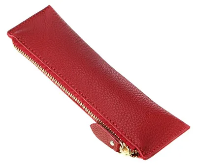 Produktbild von Federmäppchen aus weichem Echtleder, Vintage-Design, rot