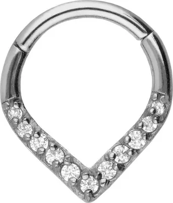 Produktbild von Ohrpiercing, Nasenpiercing, Septum Piercing Chirurgenstahl Segmentring Clicker SPITZ + 11 EINGEFASSTE KRISTALLE