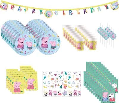 Produktbild von 70-tlg. Peppa Pig Party Set für Kindergeburtstag