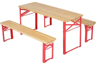 Productafbeelding van Opvouwbare picknicktafel voor kinderen met bankjes, model NP13166RE, 110 cm, rood