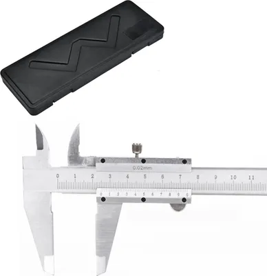 Produktbild von Messschieber analog 150 mm | Schieblehre mit Aufbewahrungsbox | analoger Messschieber mit Feststellschraube | Messlehre 0-150mm | Präzisionsmessschieber für Hobby und Werkstatt