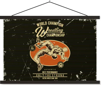 Produktbild von MuchoWow® Textilposter Jahrgang - Ringen - Sport 150x100 cm mit schwarzem Rahmen - Schlafzimmer