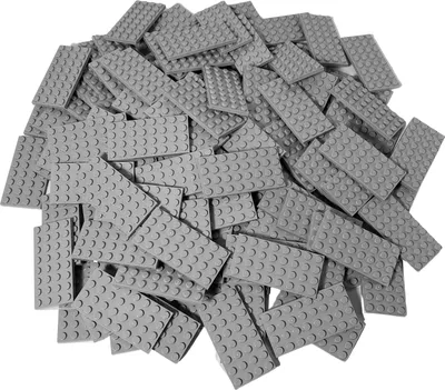 A pile of grey LEGO plates.