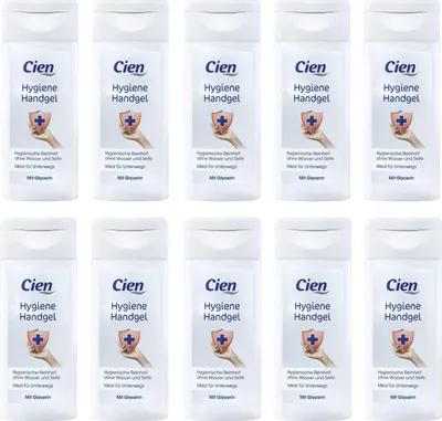 Produktbild von Cien Handgel 50ml antibakteriell Hygiene Reinigung unterwegs Hände 10 Stück