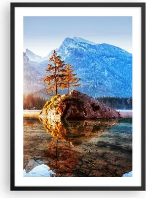 Produktbild von Gerahmtes Poster - Schwarzer Rahmen - Morgendämmerung Berge See - 50x70 cm - Wand Bild - Wanddeko - Wandbilder - Kunstposter - Wandposter - Bilderrahmen - Bilder - Kunstdruck - P2BPA50x70-4617