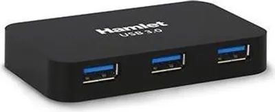 Immagine prodotto di Hamlet Hub USB 3.0 4 porte 5 Gbps XHUB430BKPW con alimentatore
