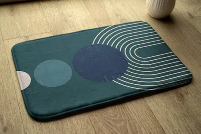 Produktbild von Badteppich Saugfähige - Badezimmer Teppich - Rutschfester Badvorleger Badematte - 75x45 cm - Geometrisches Muster