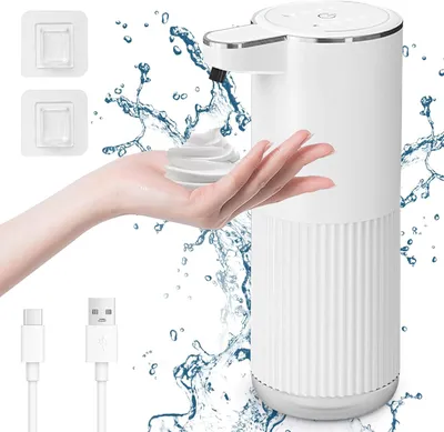 Produktbild von Automatisch Schaum Seifenspender, 400ml Elektrischer Seifenspender mit Sensor, 4-Stufig Einstellbar, Wandmontage für Küche, Bad, Weiß