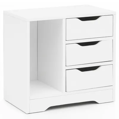Produktbild von Nachtkonsole WL5.708 49x50x30 cm Weiß Matt 3 Schubladen 1 Ablagefach | Weisse Nachtkommode mit Stauraum | Nachttisch Schlicht Modern | Nachtschränkchen Klein | Bettkommode Schlafzimmer