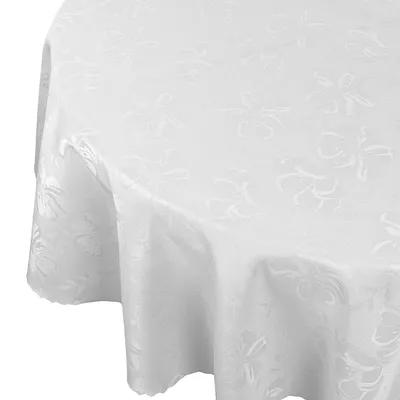 Produktbild von Tischdecke Fleckenresistente Blumen 3329 Weiß Rund 160 cm