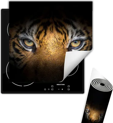 Produktbild von Herdabdeckplattee Glaskeramikkochfeld-Abdeckung 50x52 cm Anti Rutsch Matte Aufrollbar, Schwarz Tiger