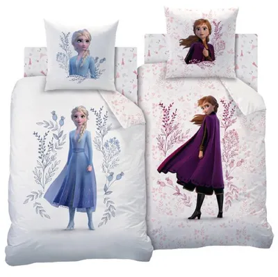 Produktbild von Disney Frozen 2 Anna Elsa Mädchen Wende Bettwäsche Set Flowers