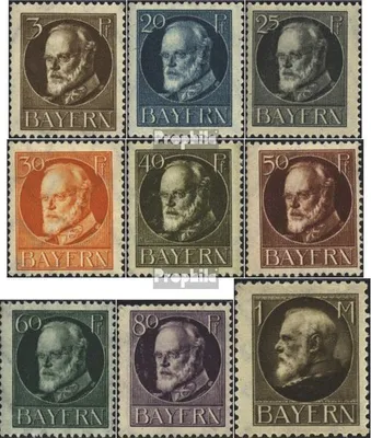 Produktbild von Briefmarken Bayern 1916 Mi 94II A-104II A (9 Werte) gestempelt König Ludwig III