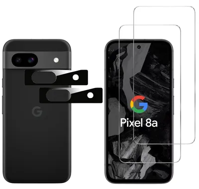 Produktbild von Gehäuse aus gehärtetem Glas für Google Pixel 8a und Kameraschutz [2er-Pack] Displayschutzfolie  Phonillico®