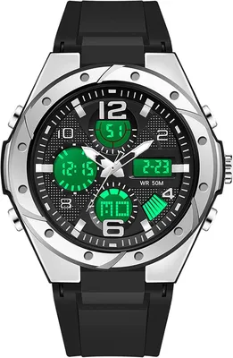 Produktbild von Digitale Damen Sportuhr mit LED Beleuchtung, Wecker, Stoppuhr, 5ATM Wasserdicht, Analog Digital Armbanduhr für Teenager Mädchen