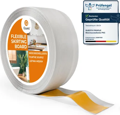 Produktbild von Sockelleiste Selbstklebend 50x20 mm Kunststoff, Knickleiste für Wand Boden, Flexibel Dekorativ UV-beständig, birke, 5 m | QUEST