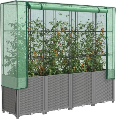 Produktbild von Maison Exclusive - Hochbeet mit Gewächshaus-Aufsatz Rattan-Optik 160x40x153 cm