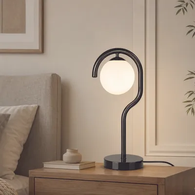 Image de Opviq, lampe de table de haute qualité, noire, diamètre 15 cm, culot E27, indice de protection IP20 : 12345